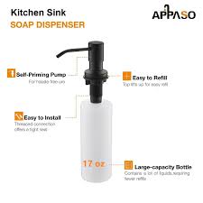 We have everything · top brands · returns made easy 500ml Bottle Built In Hand Sink Pump Sink Soap Dispensers Replacement 3 15 Inch Threaded Tube Large Capacity Appaso 17 Ounce Kitchen Dish Soap Dispenser Matte Black Kitchen Bath Fixtures Built In Soap Dispensers