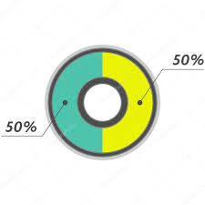 50 Percent Pie Chart Green And Yellow Infographics Stock