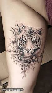 Hình xăm rồng, hổ cực đẹp. Hinh Xam Con Ho Don Gian Animal Tattoos Tattoos Tiger Tattoo Thigh