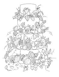 Hand drawn doodle set of fruits for coloring book page for adults. Big Fruit Cake Cupcakes Adult Coloring Pages