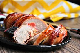 Bacon Wrapped Garlic Dijon Pork Loin Will Cook For Smiles Bacon Wrapped Pork Tenderloin Pork Loin Roast Recipes Pork