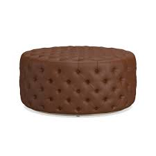 This rich brown upholstered ottoman is the ideal spot for extra seating, or add a tray and create a beautiful coffee table. Deep Leather Tufted Ottoman Large Williams Sonoma