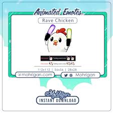 Animated Custom Rave Chicken Twitch Emote, Cute Dance Light Stick Emote for  Streamers & Discord