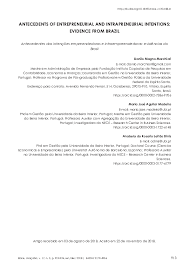 PDF) Antecedents of entrepreneurial and intrapreneurial intentions:  evidence from Brazil