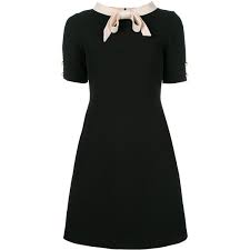 Gucci Bow Collar Short Sleeved Dress 10 640 Cny Liked On Polyvore Featuring Dresses Short Sleeve Shift Dress Short Sleeve Mini Dress Contrast Collar Dress