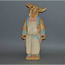 But generally speaking, a flower patterned pillow, chair, dish, piece of art—heck, wall covering or even carpet—can be a classic item that will have tons of decorative bang for your buck and staying power to boot. Figurine Pig Chef Whimsical Floral Design Georgia Vintage Late 20th Century George Glazer Gallery Antiques