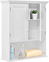 When selecting bathroom wall storage cabinets, it's important to consider what size and shape works best for your space, as well as what style will work with other cabinets already in your bathroom. Tangkula Wall Mount Bathroom Cabinet Wooden Medicine Cabinet Storage Organizer With 2 Doors And 1 Shelf Cottage Collection Wall Cabinet White Amazon Ca Home Kitchen