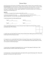 Type ab is genotype ia ib. Blood Type And Inheritance Worksheet Promotiontablecovers