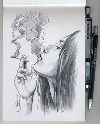 A good graphite pencil allows an artist to draw clean lines that can blend evenly. Smoking Pencil Drawing Art
