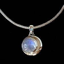 Moonstone Moon Necklace Eclipse Bluemoonstone Creations Crescent Moon Necklace Silver Moon Necklace Moonstone Jewelry