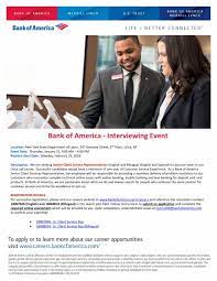 Td is the sixth largest bank in north america by branches, serving approximately 24 million customers in a number of locations in key whether you have years of banking experience or are just starting your career in financial services, we'll help you realize your full potential and achieve your career goals. Bank Of America Hiring Event Working Solutions