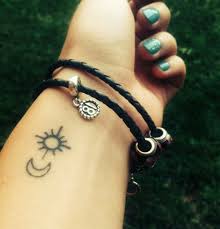 This makes their mind more original, but does not carry any manifestation of. Small Half Moon And Sun Tattoo On Left Wrist