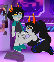 Rule 34 - Alien Black Hair Blowjob Color Colored Skin Grey Skin Homestuck  Homestuck Oc Homestuck Troll Horn Horns Lipstick Lipstick Mark Lustydrawy  Original Character Original Characters Sweatpants Tight Clothing Troll Yoga