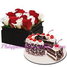 Birthday Cake And Flowers Online Delivery Send Flower With Cake To Philippines Black Forest Cake Cake Delivery Valentine Day Special