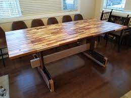 The butcher block table is amish crafted and allows you to customize almost everything about it. Butcher Block Dining Table First Major Project 8 Month Build Time Woodworking