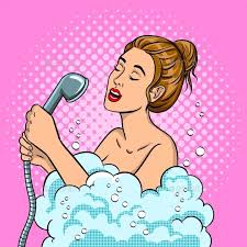 Girl Singing In The Shower Pop Art Vector Best Body Wash Comic Book Style Retro