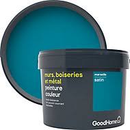 Petite 83 nouveau s de colorant ciment ton pierre leroy. Peinture Murs Et Boiseries Goodhome Bleu Marseille Satin 2 5l Castorama