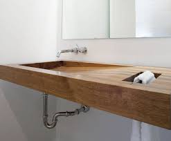 wall mounted wooden bathroom sink