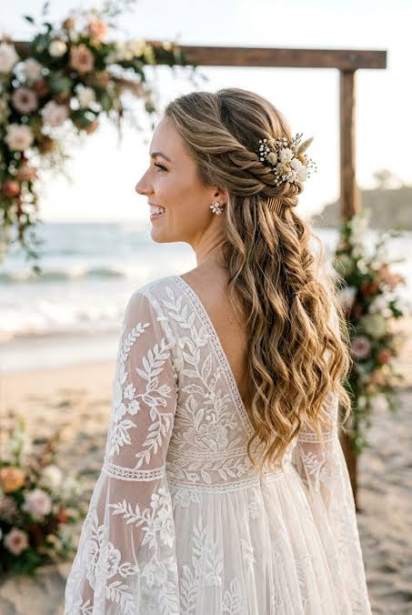 20 Romantic Twisted Half Up Wedding Hairstyle Ideas for Brides – Lovelyish