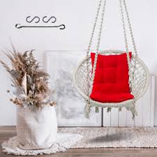 The natural breeze will ensure a slow movement of the jhula in the home garden during siesta hours, or a jhula for the terrace is the perfect, cozy setting for entertaining guests at the cocktail hour. Cotton Swing Hammock Chair With L Shape Cushion Curio Centre