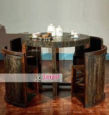 Buy reclaimed wooden dining table and get the best deals at the lowest prices on ebay! Intage Railway Slipper Wood Round Dining Table Set Reclaimed Wood Indian Furniture Manufacturer India Please Con Esstisch Rund Holz Mobelideen Indische Mobel