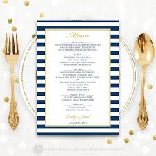 Printable Menu Nautic Striped Navy Gold Summer Beach Wedding Etsy Menu Card Template Wedding Dinner Menu Diy Wedding Menu