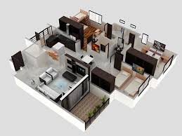 Impressive Floor Plans In 3d Modern Small House Design 2bhk House Plan Bungalow House Design