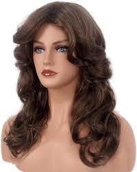 H&Bwig Farrah Fawcett 70s Feathered Disco Wig, Vintage Brown Long Natural  Synthetic Wig for Lady, Party Cosplay Costume Fashion Accessory :  Amazon.sg: Beauty