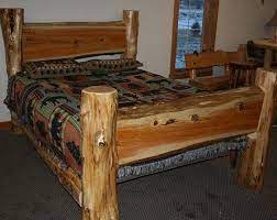 Cedar Log Bed Cedar Slab Bed Full Log Bed Etsy In 2021 Log Bedroom Furniture Timber Beds Log Bed