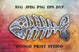 Download 3d Layered Fish Bones Mandala Svg Zentangle Svg Pet Lover 1131292 Cut Files Design Bundles