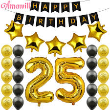 Best wishes for your 25th birthday song with message. Amawill Gold Black Kit 25th Birthday Party Decoration Sets Happy Birthday Banner 25 Years Old Party Supplies 8d Ballons Accessories Aliexpress