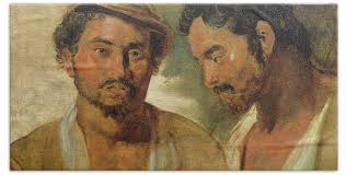 Two studies of a man, head and shoulders Bath Towel