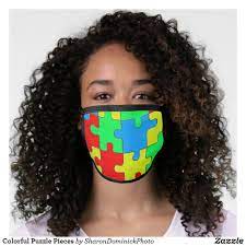 The elastic earpieces are attached by just folding over, then. Colorful Puzzle Pieces Face Mask Zazzle Com Face Mask Color Mask