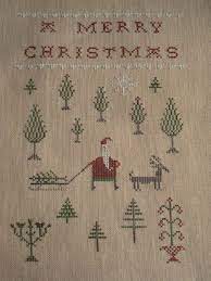 From pineberry lane merry little stitches. primitive cross stitch pattern for christmas, winter with santa, mrs claus, angels. Bringing Home The Tree Pineberry Lane Cross Stitch Patterns Christmas Holiday Cross Stitch Christmas Cross Stitch