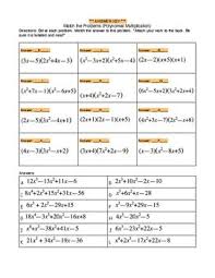 Polynomial Multiplication Matching Polynomials Multiplication Algebra 1