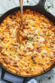 Creamy Ground Beef And Cauliflower Rice Casserole Recipe Ground Beef Recipes Healthy Healthy Ground Beef Ground Beef Recipes Easy