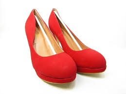 Journee Collection Pumps Platform Round Toe Suede Faux Red