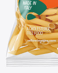 Plastic Bag With Pennoni Rigati Pasta Mockup In Bag Sack Mockups On Yellow Images Object Mockups