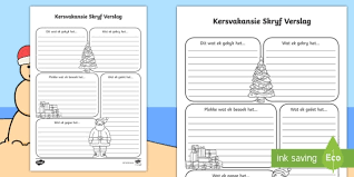 Kersvakansie Verslag Skrifraam Teacher Made