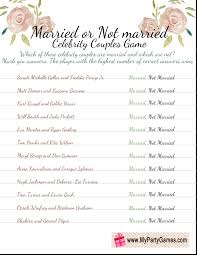 You are currently in the history question & answers quizzes section. Married Or Not Married Game For Bridal Shower My Party Games