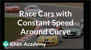 race cars with constant speed around curve video khan