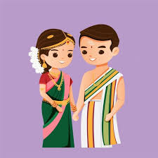 Save the date.cute muslim couple cartoon with flower wreath for wedding invitation. Cute Indian Couple In South Wedding Traditional Dress Wedding Couple Cartoon Bride And Groom Cartoon Indian Wedding Invitation Card Design