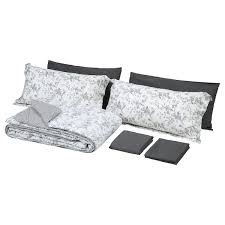 Pretty floral prints transform your bed into a focal point, while neutral colours like white, black or beige can tone down the size of larger beds and help your bedroom look bigger. Kirskal Comforter Set 7 Pieces White Gray King Ikea