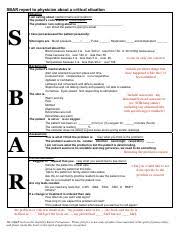 Sbar report to physician about critical situation situation am calling about name and the code status is the problem am calling about is am afraid the. Sbar Worksheet Pdf Sbar Report To Physician About A Critical Situation S B A R Situation I Am Calling About Patient Name And Location The Patient S Course Hero