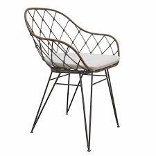 Iron Frame In Natural Powder Coating With Rattan Details And Cushion Seat Chair Dining Chairs For Sale Dining Chairs
