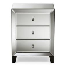 Baxton Studio Chevron 3 Drawer Silver Mirrored Nightstand 28862 6733 Hd The Home Depot Mirrored Nightstand Nightstand Bedside Night Stands