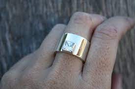 Chunky Silver Ring Edgy Statement Ring Square Stone Ring Bold Ring Unique Engagement Ring Chunky Silver Rings Bold Rings Silver Rings