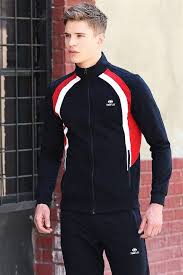 Yakali On Garnili Lacivert Kirmizi Erkek Esofman Takim Mens Outdoor Jackets Sport Outfits Mens Outfits