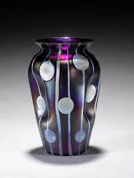 Red and green iridescent blown glass vase in the style of loetz, circa 1900s. Bonhams School Of Koloman Moser A Purple Iridescent Glass Vase Circa 1901