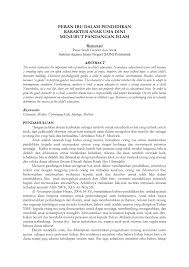 Jadi apabila benteng pertahanan diri peranan ibu bapa mendidik anak bersosial pada era globalisasi ini, banyak. Pdf Peran Ibu Dalam Pendidikan Karakter Anak Usia Dini Menurut Pandangan Islam